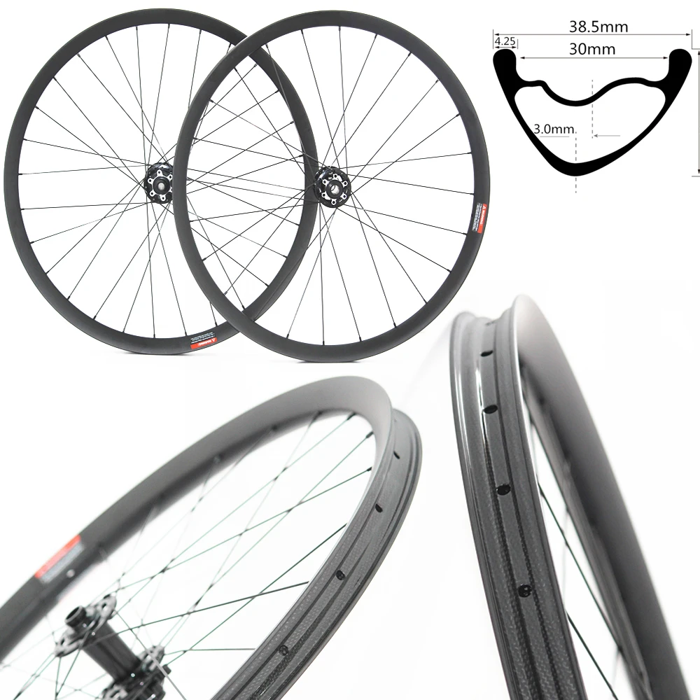 Juego ruedas sin cámara para de montaña, 38mm de ancho, 27,5 pulgadas, ruedas de bicicleta de de carbono 650B, gancho tipo DH AM, rueda de Enduro|Rueda de bicicleta| -