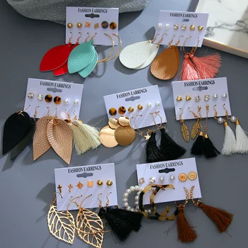 

VKME Vintage Pearl Drop Earrings Set For Women Girl New Brinco Big Round Circle Acrylic Leopard Dangle Earring Fashion Jewelry