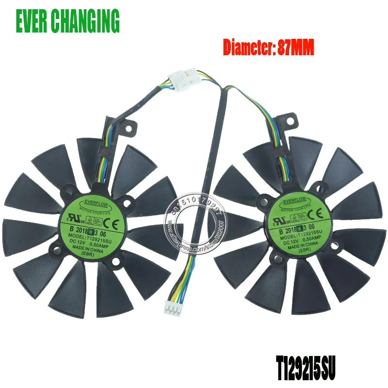 Вентилятор охлаждения для видеокарты ASUS GTX1060 1070 Ti RX 470 570 580 Everflow T129215SU PLD09210S12HH 28 мм 87 мм|cooler fan|cooling faneverflow t129215su |