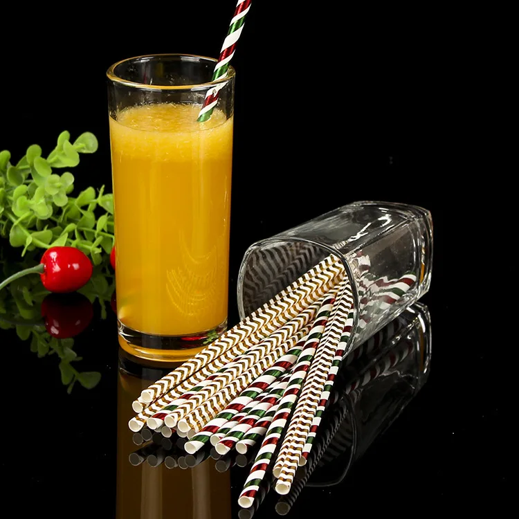 

Disposable Kraftpaper Straw Multi-color Stripe KTV Bar Drinks Paper-plastic Stick Straw
