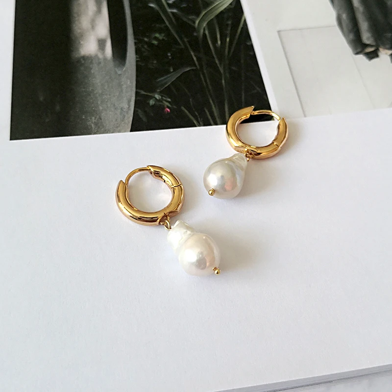 GHIDBK серьги-кольца в стиле барокко с пресноводным жемчугом, богемное кольцо с неровным жемчугом,, минималистичные кольца aros de moda