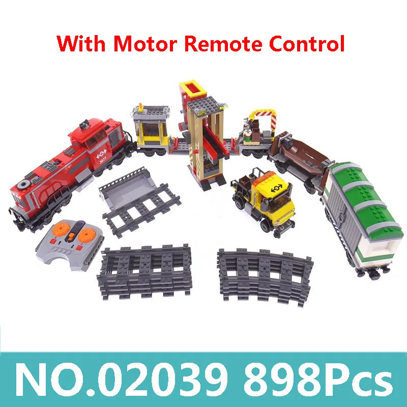 

King Bricks 02039 02118 With Remote Control Cargo Train Technic Building Blocks City Train Toys For Children 60198 Lepinblocks