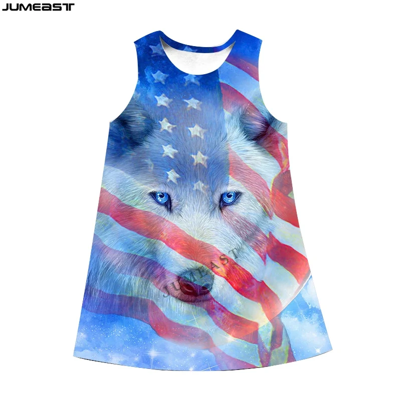 

Jumeast Men Women 3D Dresses Hunting Animal Wolf Streetwear Harajuku Summer Fashion Hip Sleeveless Dress Suspender Nightdress