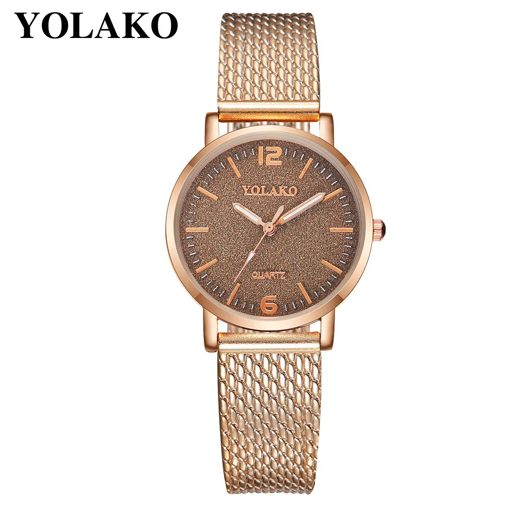 

2019 Cross-Border For Yolako Women's Watch Stainless Steel Star Foundation Watch Simple Matte Digital Quartz Watch Spot Watch