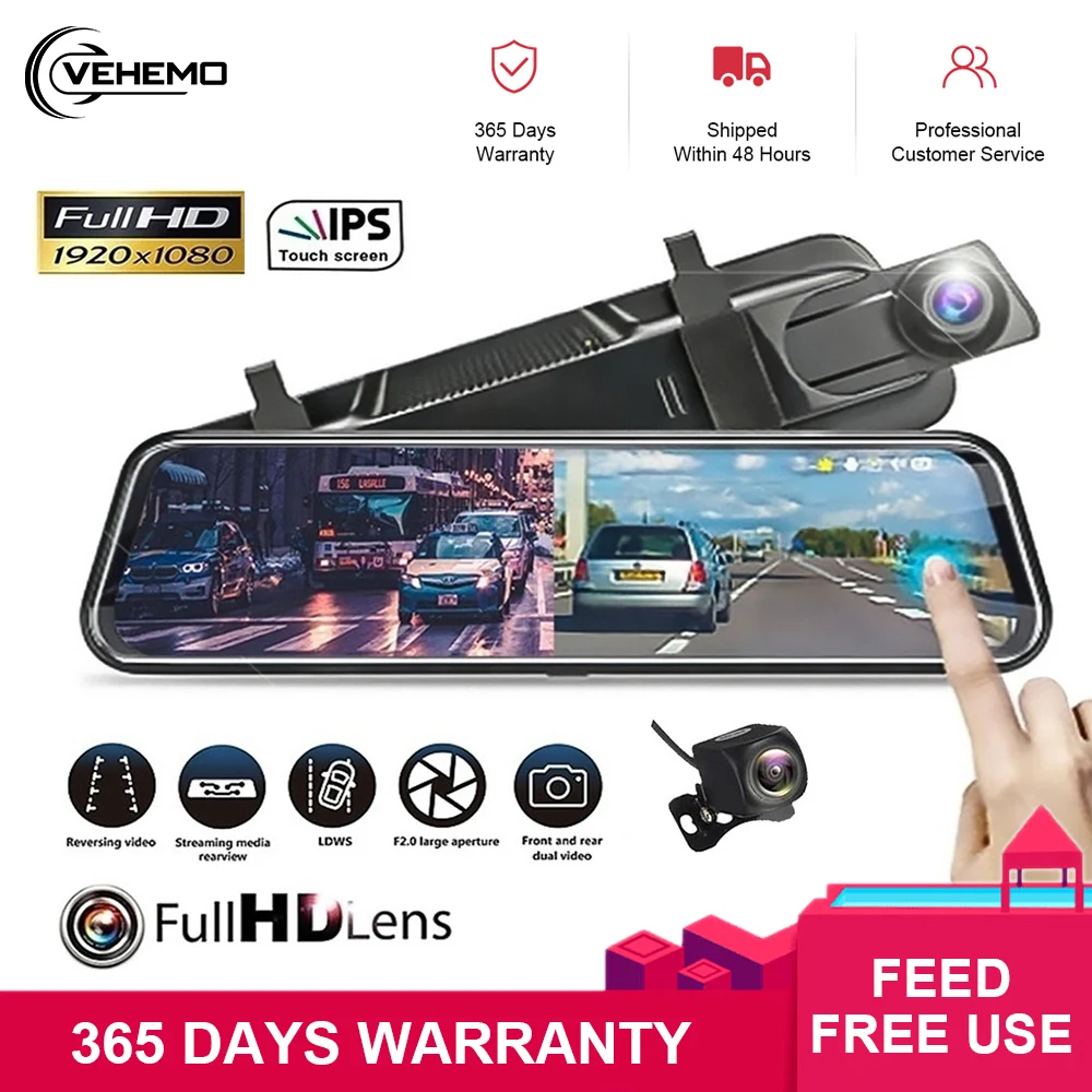 VEHEMO 9 66 &quotзеркало заднего вида поток медиа DVR ADAS gps навигация Android тире камера 32G rom