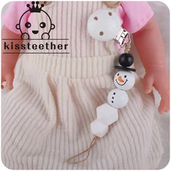Kissteether New Baby Products Cartoon Little Snowman Baby Creative Big Octagonal Silicone Beads Chew Chew Molar Pacifier Chain
