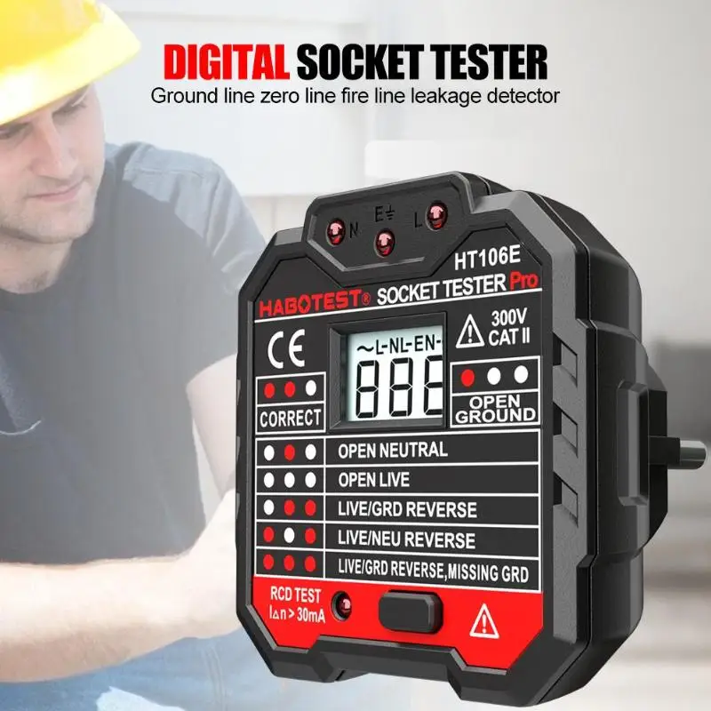 HABOTEST прибор для проверки патронов цифровой Дисплей штекер в AC 110V 230V