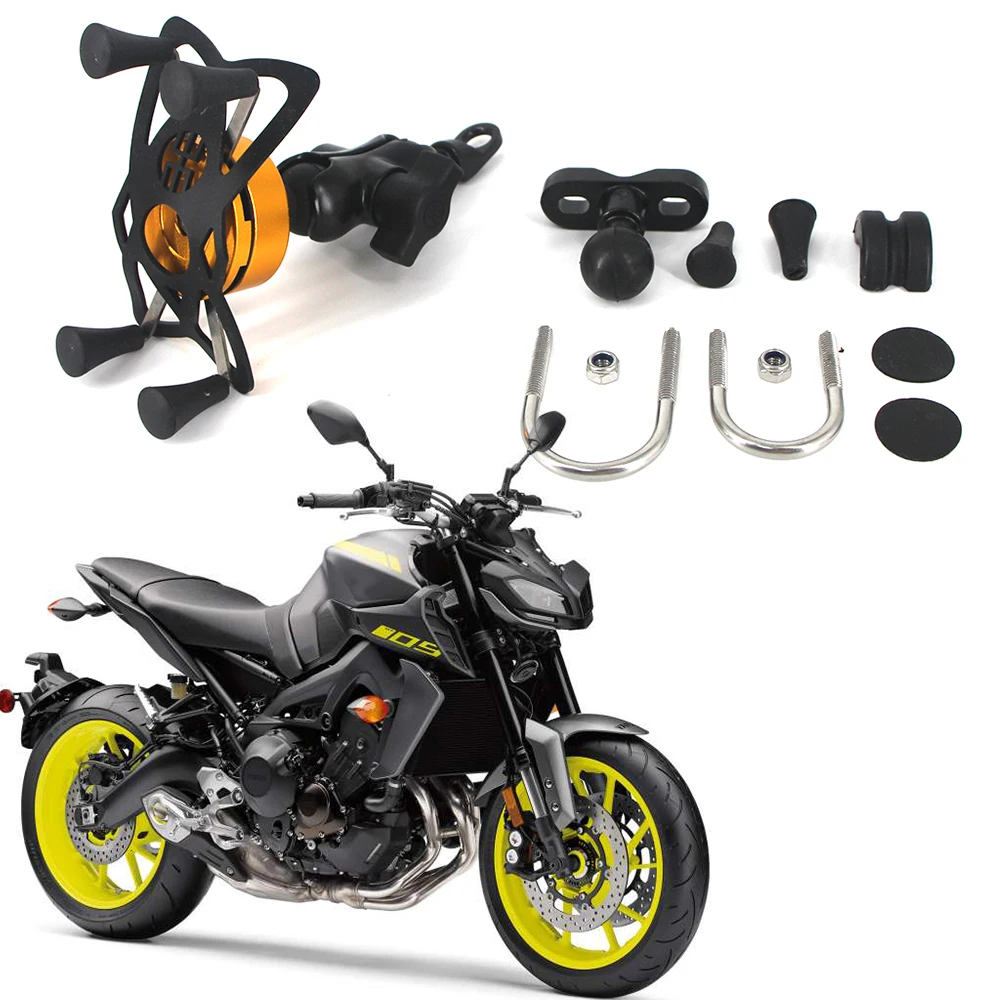 For Yamaha MT07 MT09 MT-07 09 Motorcycle Motor Bike Phone Holder Mounting Bracket 360°Rotation Adjustable For iPhone 11 Pro Max