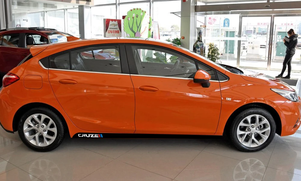 2 шт. автомобиля длинные боковые полосы наклейка для Chevrolet Cruze Авто Виниловая обёрточная бумага гоночный стиль Наклейки тюнинг автомобилей Автомобильные аксессуары