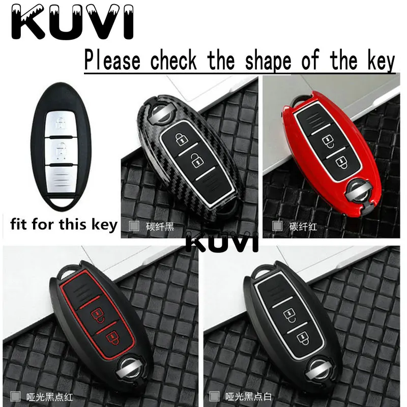 key 3 button A Оболочка из углеродного волокна чехол ключа дистанционного управления автомобилем чехол для Nissan Qashqai J10 J11 X-Trail t31 t32 kicks Tiida Pathfinder Murano Note, Juke - Название цвета: key 3 button A