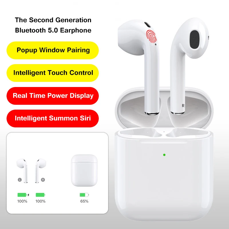 

The Second Generation True Wireless Bluetooth Earphone 5.0 Popup Window Pairing Intelligent Touch Control Noise Reduction Earbud