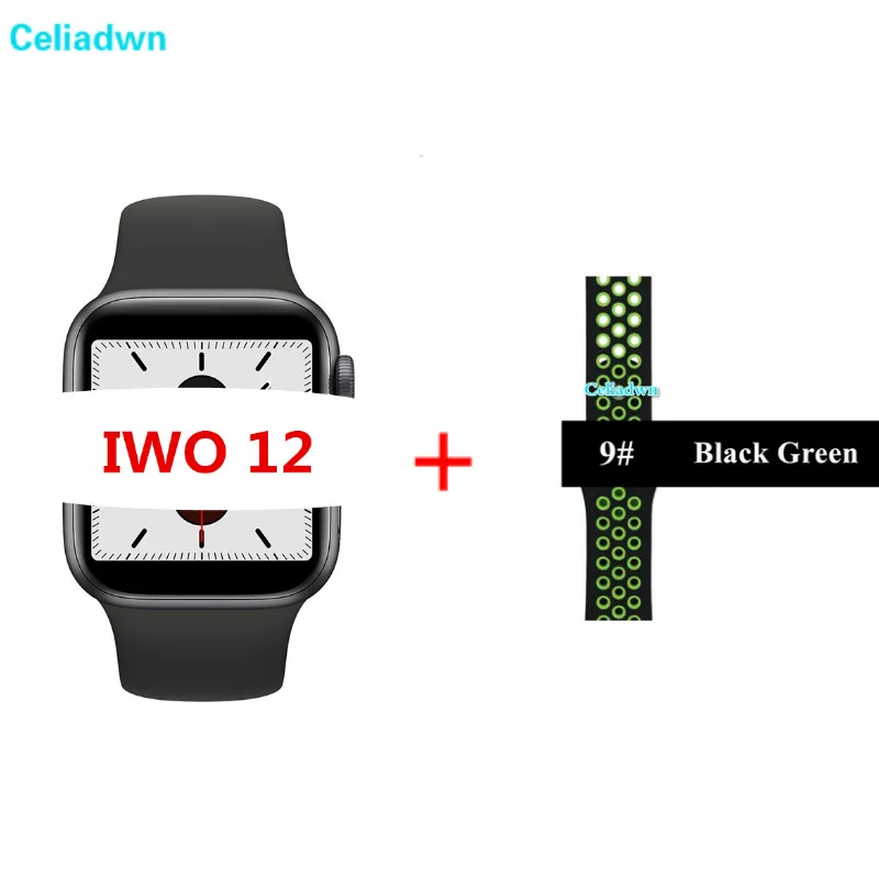 Black Black Green NK Смарт-часы с Bluetooth, умные IWO 12 1:1 40/44 мм Series 5 монитор сердечного ритма ЭКГ, Смарт часы для iPhone Android телефон PK IWO на возраст 8, 9, 10, 11 - Цвет: Black Black Green NK