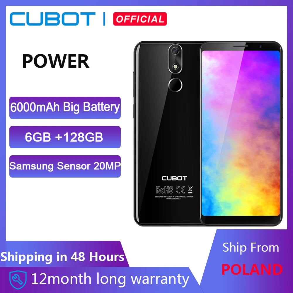 Gran venta Cubot-Teléfono móvil inteligente Helio P23 con Android 8.1, smartphone con pantalla FHD de 5.99", batería de 6000mAh, Octa Core, 6GB de RAM, 128GB de ROM, cámara de 16.0MP, lente 6P, 4G, cargador tipo C eKoo8aM1