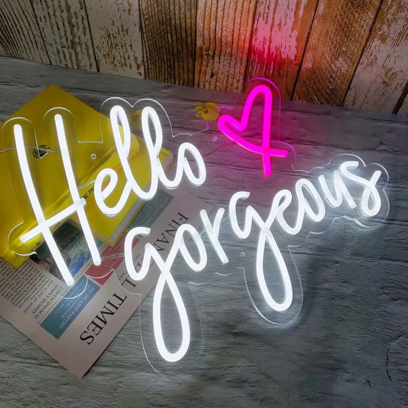 

Most Popular Custom Led Flex Neon Sign Hello Gorgeous For Art Bar Pub Club Wall Hanging Flexible Lighting Sign Decoration