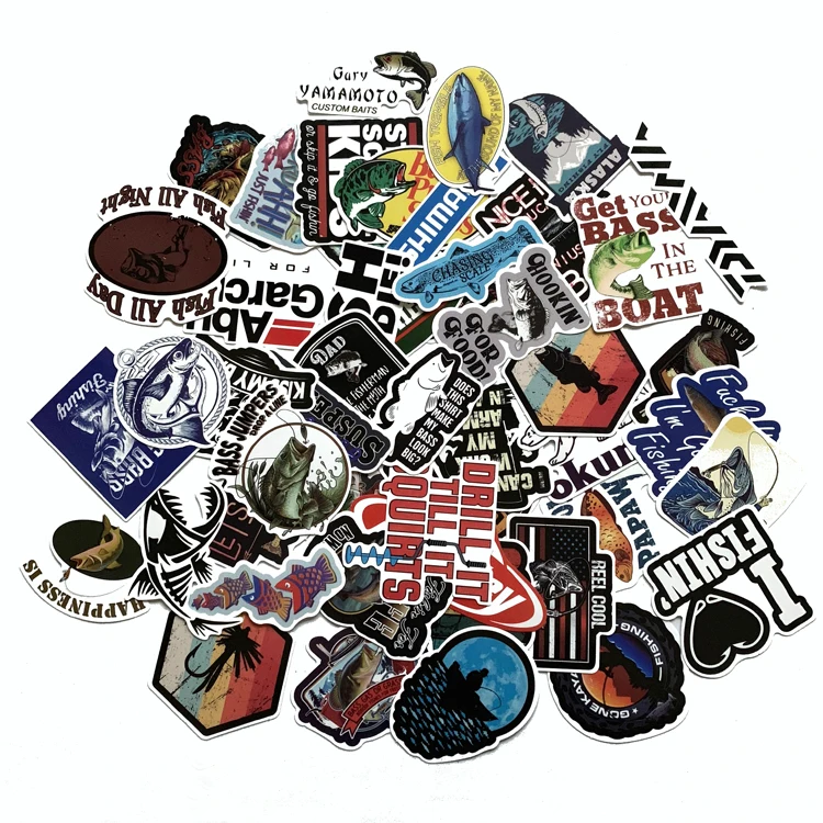 

50PCS Funny Fisherman Go Fishing stickers For laptop suitcase Freezer Vinyl Car-styling DIY decoration Decals Car Sticker