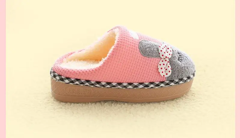 Children Indoor Slippers Warm Plush Cartoon Style Boys Girls Winter Home Floor Shoes Slip On Soft Kids Bedroom Slides SH080403