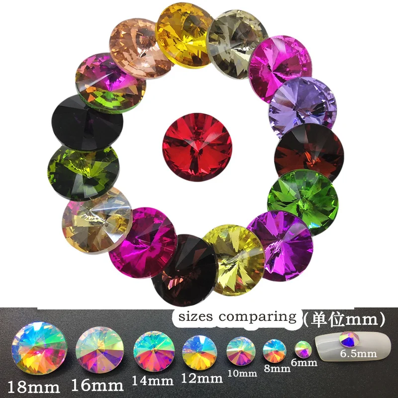 Mix colors AB Кристалл Круглый Камень стеклянные риволи клей стразы для одежды камни аксессуары для украшения одежды стразы ремесла