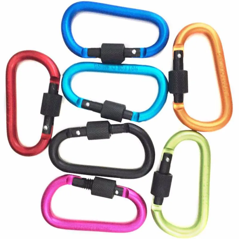 outdoor climbing backpack carbine 8cm Aluminum Carabiner D-Ring Key Chain Clip Camping Keychain Snap Hook Outdoor Travel Kit