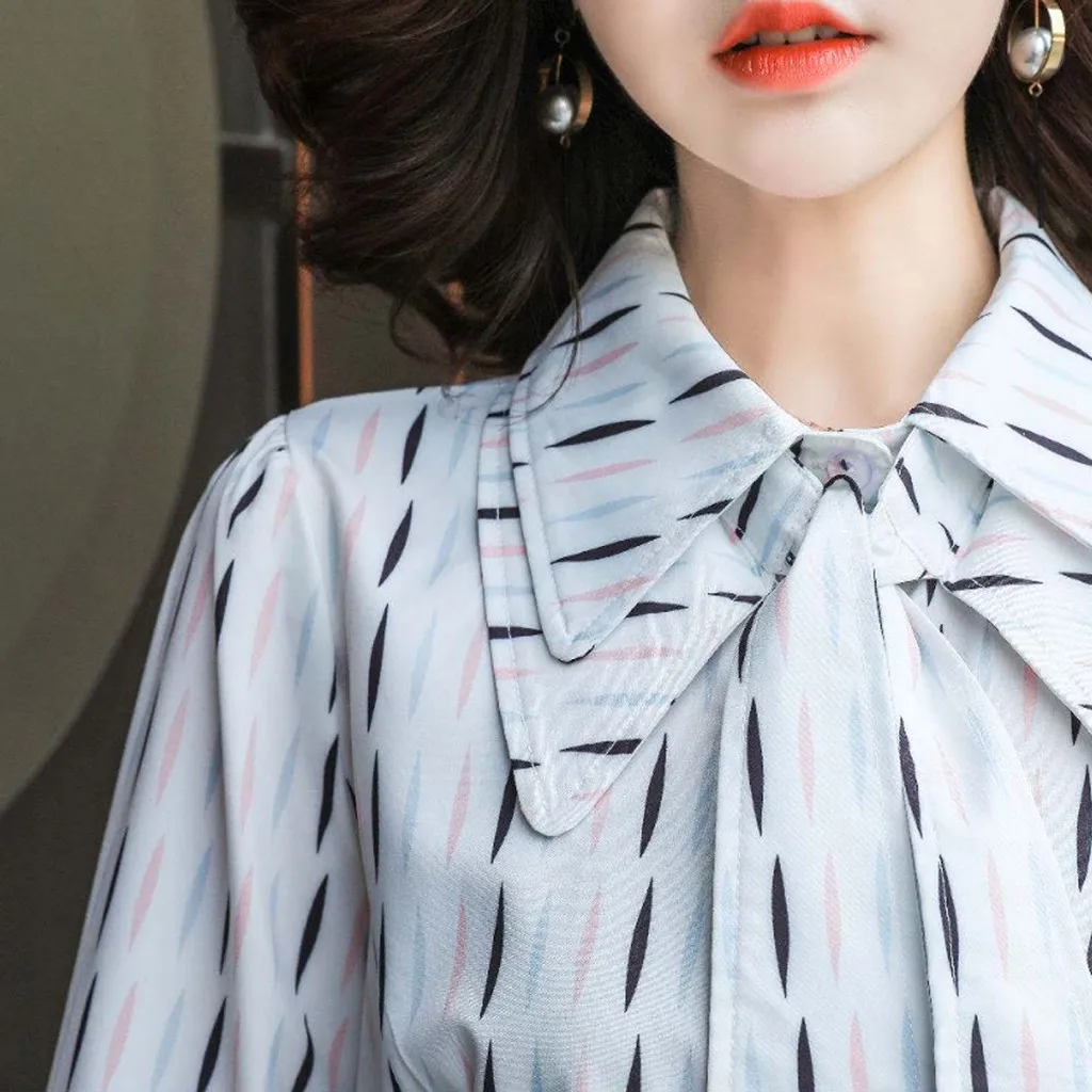 Poleras mujer de moda, camiseta mujer, футболка, женские полосатые топы с бантом, тонкая свободная футболка с длинным рукавом, женская рубашка