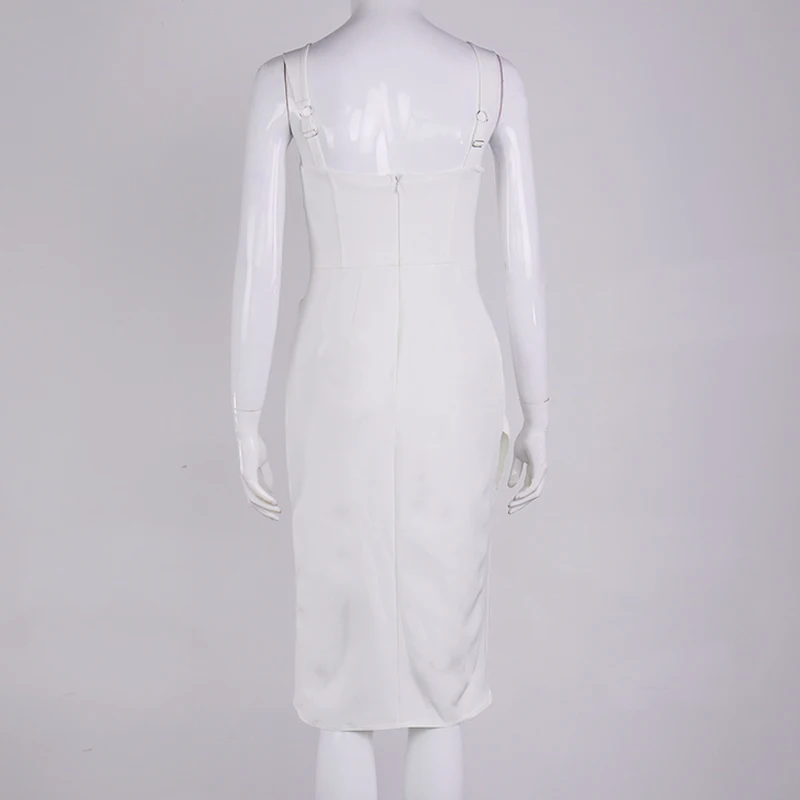 NewAsia White Party Dress Women Summer Sleeveless Underwire Sweetheart Neckline Sexy Dress Side Split Ruched Midi Vestidos