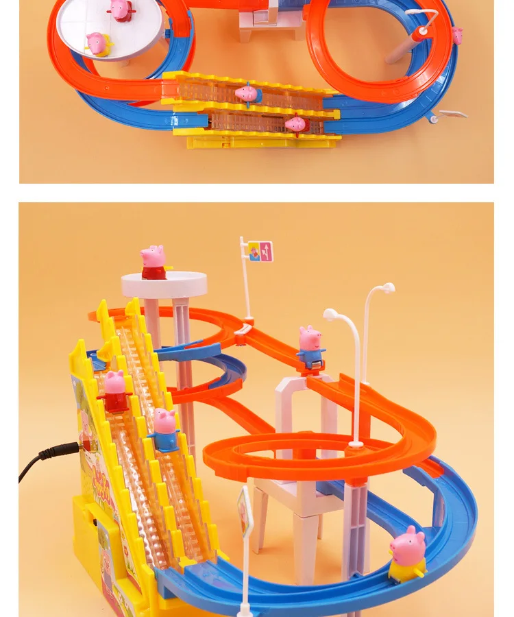Peppa pig Джордж развивающие игрушки электрическая музыкальная дорожка лестница скользящая пластиковая игрушка детский игровой дом Свинка