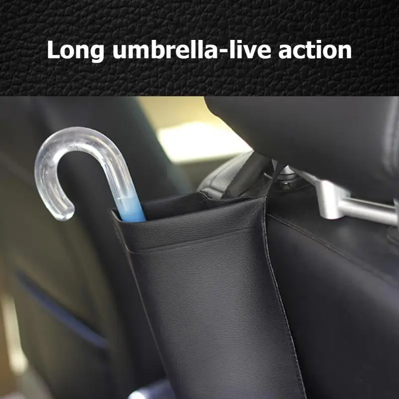 Universal Car Seat Back Umbrella Holder Synthetic Leather Waterproof Storage Bag Auto Accessories Folding Long Handle Umbrella
