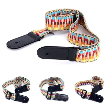 

Guitar Straps Belt Retro Braided Cotton Genuine Leather Adjustable length for Ukulele Guitar National Style Braided Guitar Strap
