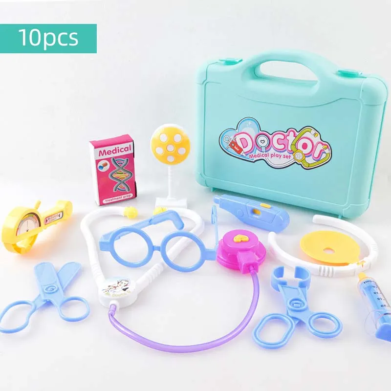 green 10pcs 10/12 шт. Детские ролевые игры, игрушки доктора, детский медицинский набор, имитационный медицинский сундук, набор для детей, развивающие наборы - Цвет: green 10pcs