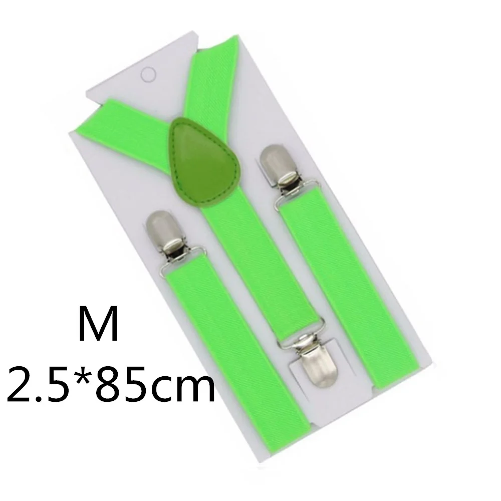 Fluo green-85cm Подтяжки для родителей и детей черного, зеленого, желтого цвета, для мужчин, женщин, мальчиков и девочек, эластичные регулируемые Детские подтяжки, аксессуары унисекс - Цвет: Fluo green-85cm