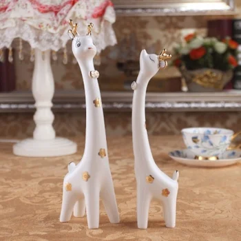 

Red ceramic paint home decoration crafts Animal lovers vs deer gift lovers swan a pair of CHINESE crafts