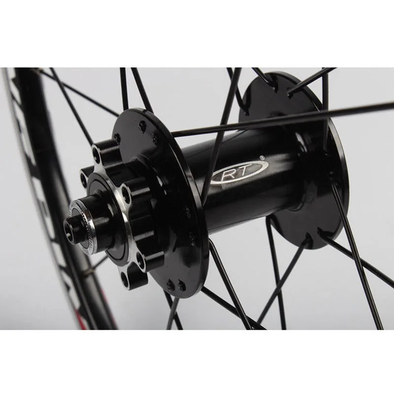 20 FoldingBMX Bike Front Rear wheels Set 100135mm V&Disc Brake 451406 Rims For BMX Bicycle Black and Red Color Wheelset (6)