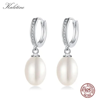 

Kaletine Korean Earrings Fashion Jewelry Big Natural Freshwater Pearl 100% 925 Sterling Silver Dangle Earrings For Women Pride