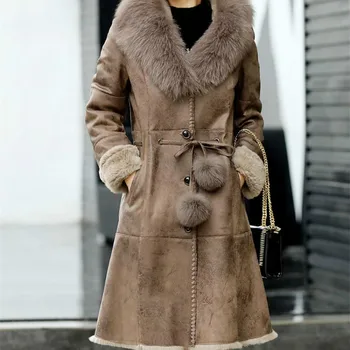 

Natural Women's Real Fur Coat Fox Fur Collar Rabbit Fur Jacket Autumn Winter Coat Clothes 2020 Korean Vintage Tops ZT4074
