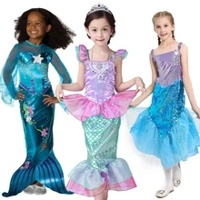 Платье принцессы для девочек; маскарадное платье Русалочки Ариэль; костюмы для детей; красивое платье Русалочки для девочек; комплекты детской одежды на Хэллоуин