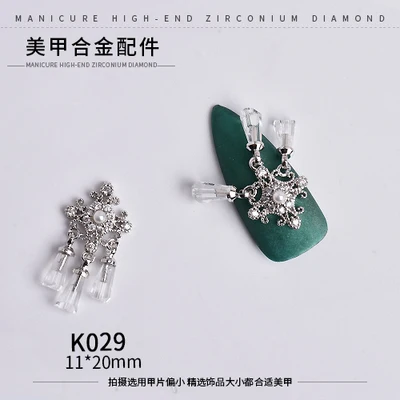K029 Серебряный 5 шт. Птица/Сердце/Любовь Купидон дизайн ногтей циркон Длинная цепочка Кулон Ювелирные изделия ногтей циркон алмаз ногтей циркон украшения - Цвет: K029