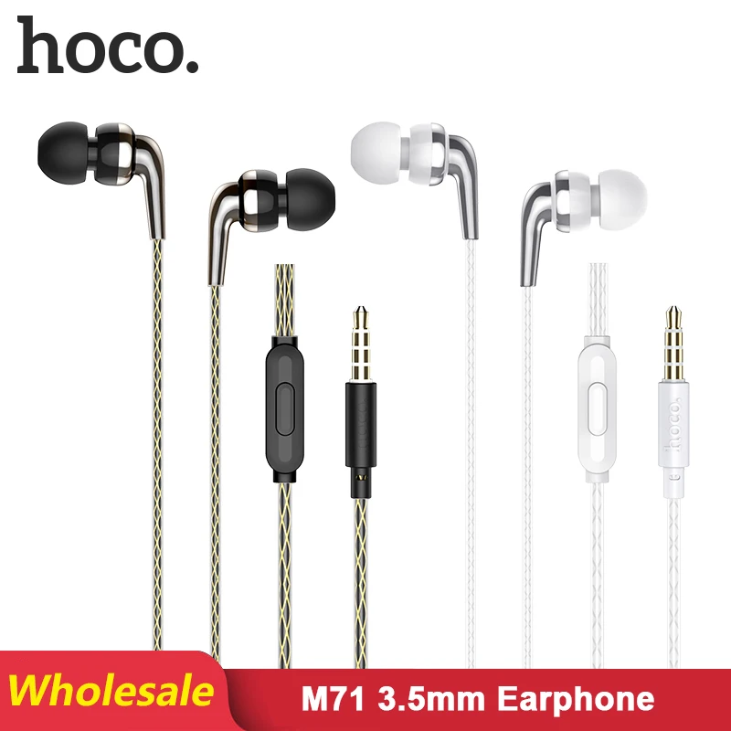 Наушники вкладыши HOCO M71 34 шт./лот проводные наушники с микрофоном 3 5 мм для