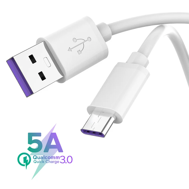 

5A USBC Cable Supercharge For Huawei P30 Quick Charge 3.0 Charger Type C Cables For Samsung S10 Xiaomi MI9 Fast Charge Wire Cord