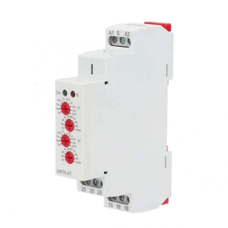 ABKT-GRT8-2T Double Delay on Timer Relay AC230V DPDT Relay Din Rail Type Time Delay Relay