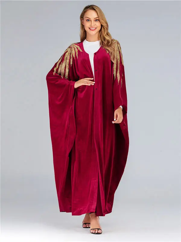 Женский Восточный халат Caftan Elbise Eid хиджаб турецкие платья Одеяние мусульмане Longue Vestidos бархат абайя, арабское Длинное Макси мусульманское платье - Цвет: Красный
