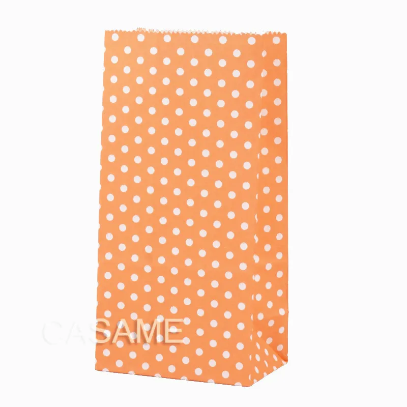 Orange dot Мини-пакеты из крафт-бумаги, 10 шт./лот, сумки в горошек для детской вечеринки, дня рождения, пищевая бумага, крафт-упаковка, подарочная упаковка - Цвет: Orange dot