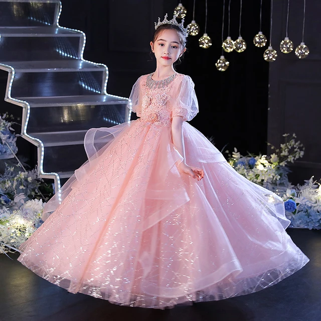 MALUTI DRESSES Satin Designer Girls Party Dress Long Gown for Kids Baby  Dress for Girls, Frozen Look Dress | Sleeveless Flower Party Ball Gown Maxi  Dress for Girls (Pink,5-6 Years) : Amazon.in: