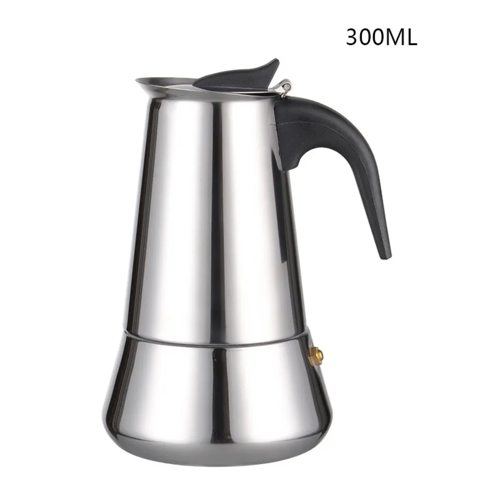 Портативный эспрессо горшок для заваривания кофе из нержавеющей стали Кофеварка чайник для Pro Barista DNJ998 - Цвет: 300ml Cone type