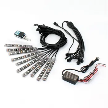 

ICOCO 10 In 1 Set RGB LED Atmosphere Decorative Lamp Inside The Car Lights LED Strip Kit Car Interior Styling