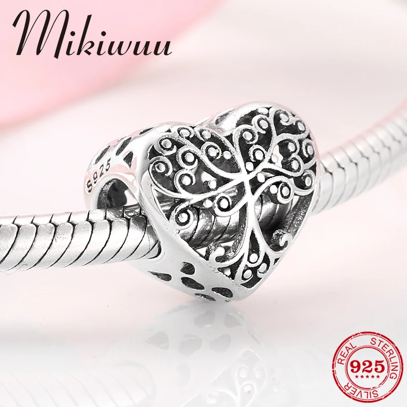 

New 925 Sterling Silver Tree of Life Charms Heart Bead for Women Jewelry Making Fit Original Pandora charms Beads Bracelet