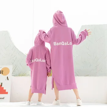 

Mom and Daughter Dress Mother and Daughter Clothes Autumn 2019 New Loose Casual Print Hooded Dress