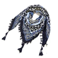 Spring Big Square Scarf Quality Cotton Tassel Wrap Hair Head Hijab Retro Vintage Russia luxury brand foulard femme bufanda mujer 2