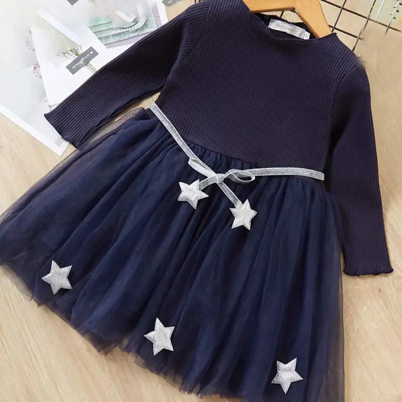 AZ1490Blue Платья для девочек; коллекция года; Модное детское платье для девочек; платье принцессы с длинными рукавами и героями мультфильмов; модные детские платья; детская одежда - Цвет: AZ1490Blue