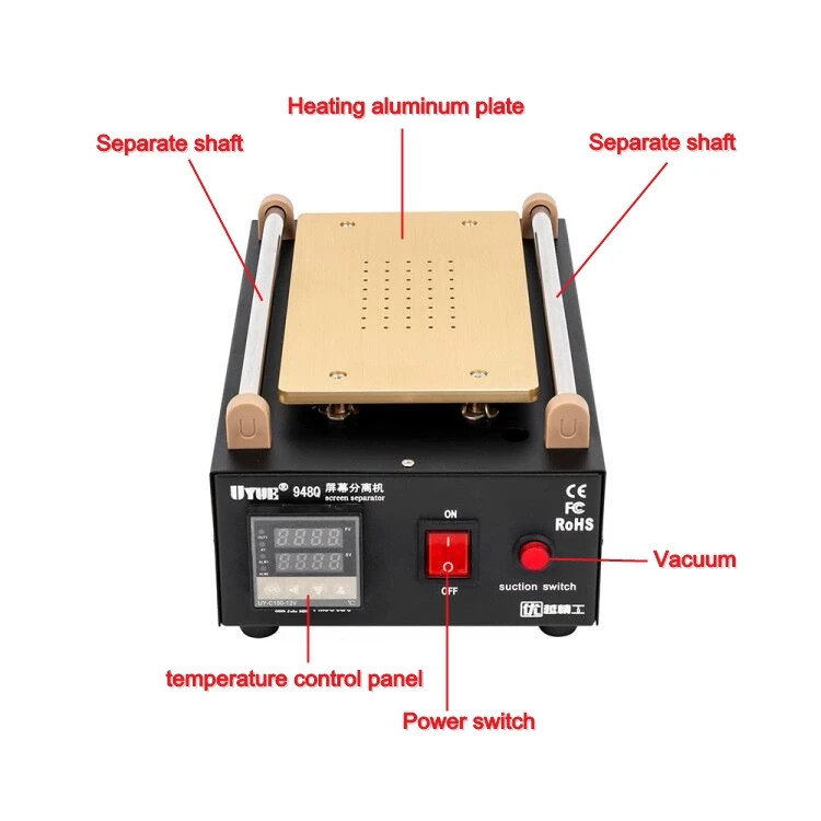 UYUE 948Q встроенный насос вакуумное стекло ЖК-экран сенсорный экран Сепаратор машина Макс 7 дюймов мобильный телефон Демонтаж Ремонт инструмент