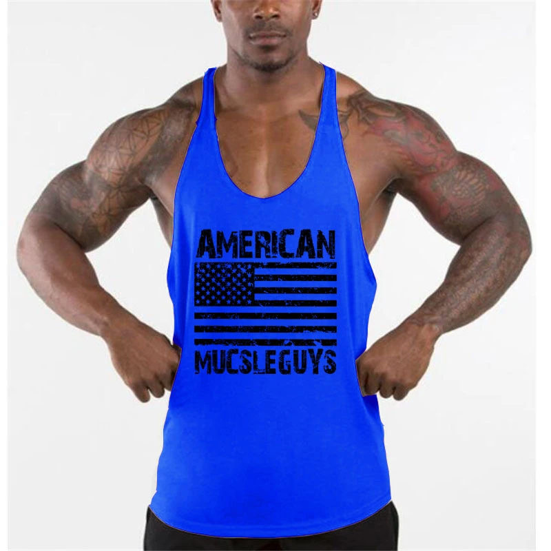 Brand Gym Clothing Bodybuilding Mens Back Tank Top Vest Muscle Fashion Sleeveless Stringer Singlets Fitness Workout Sports Shirt