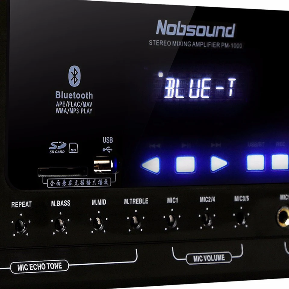 Профессиональный KTV Караоке Nobsound PM1000 Bluetooth усилитель с поддержкой MP5 USB/SD